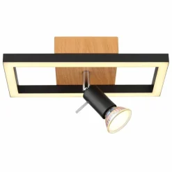 Lampes En Bois-Luminaires Globo Lighting Applique murale Globo IDA LED Couleur bois, Noir, 2 lumières