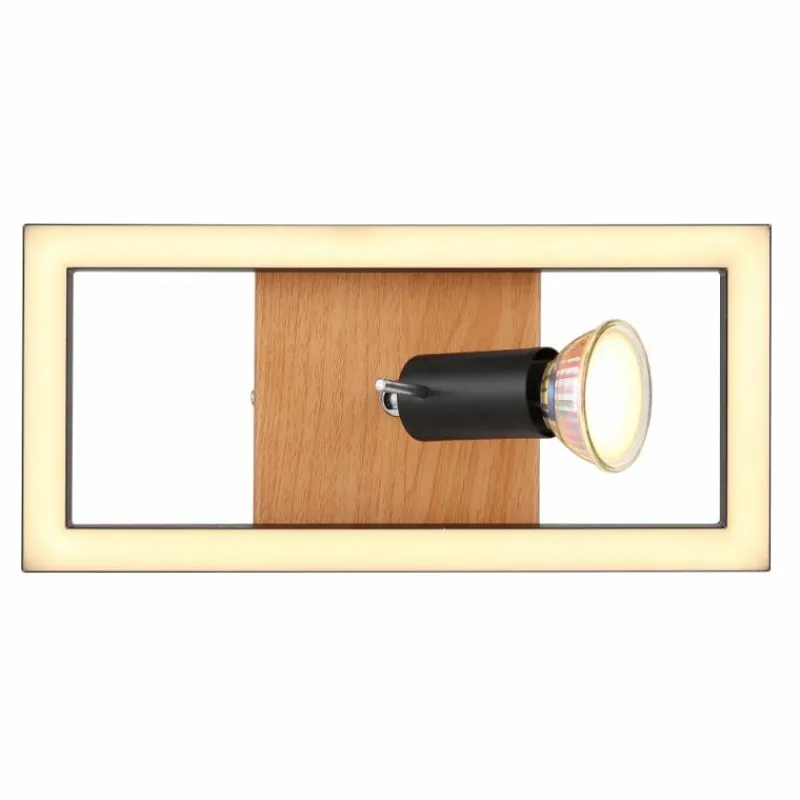 Lampes En Bois-Luminaires Globo Lighting Applique murale Globo IDA LED Couleur bois, Noir, 2 lumières