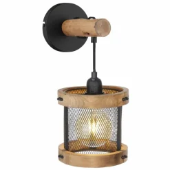 Lampes En Bois-Luminaires Globo Lighting Applique murale Globo JEANIE Bois foncé, Noir, 1 lumière