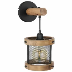 Lampes En Bois-Luminaires Globo Lighting Applique murale Globo JEANIE Bois foncé, Noir, 1 lumière