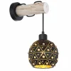 Lampes Dorées-Luminaires Globo Lighting Applique murale Globo JODIE Bois clair, Noir, 1 lumière