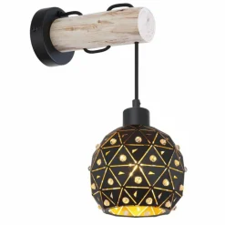 Lampes Dorées-Luminaires Globo Lighting Applique murale Globo JODIE Bois clair, Noir, 1 lumière