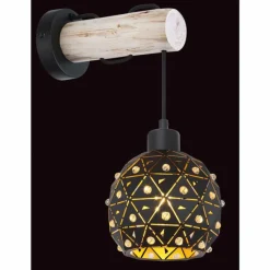 Lampes Dorées-Luminaires Globo Lighting Applique murale Globo JODIE Bois clair, Noir, 1 lumière