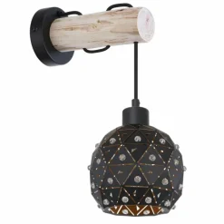 Lampes Dorées-Luminaires Globo Lighting Applique murale Globo JODIE Bois clair, Noir, 1 lumière