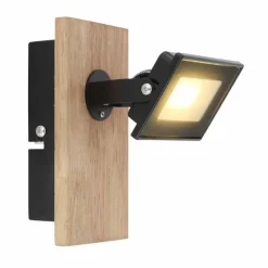 Lampes En Bois-Luminaires Globo Lighting Applique murale Globo JOYA LED Bois clair, Noir, 1 lumière
