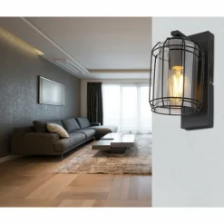 Suspension Verre Fumé-Luminaires Globo Lighting Applique murale Globo KAMMI Noir, 1 lumière