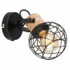 Lampes En Bois-Luminaires Globo Lighting Applique murale Globo LACKY Bois clair, Noir, 1 lumière