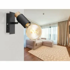 Lampes En Bois-Luminaires Globo Lighting Applique murale Globo MATTI Écru, Noir, 1 lumière