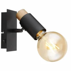 Lampes En Bois-Luminaires Globo Lighting Applique murale Globo MATTI Écru, Noir, 1 lumière