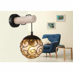 Lampes En Bois-Luminaires Globo Lighting Applique murale Globo MAXI Écru, Noir, 1 lumière