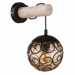 Lampes En Bois-Luminaires Globo Lighting Applique murale Globo MAXI Écru, Noir, 1 lumière
