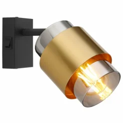 Suspension Verre Fumé-Luminaires Globo Lighting Applique murale Globo MILLEY Laiton, Noir, 1 lumière