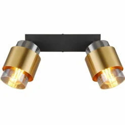 Suspension Verre Fumé-Luminaires Globo Lighting Applique murale Globo MILLEY Laiton, Noir, 2 lumières