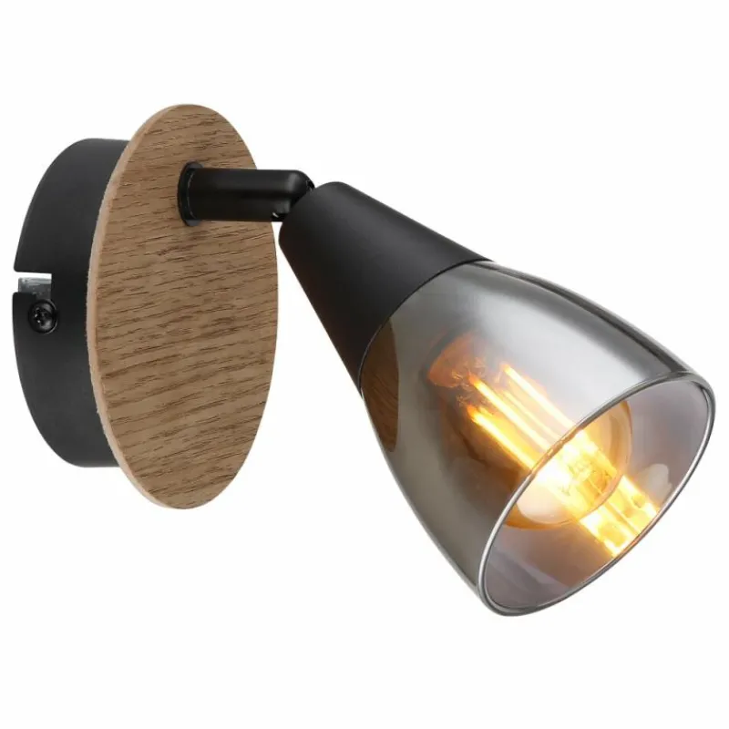 Suspension Verre Fumé-Luminaires Globo Lighting Applique murale Globo MUBBY Noir, 1 lumière