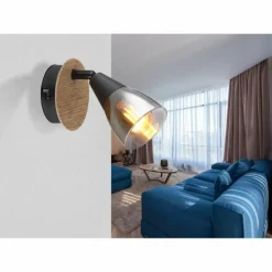 Suspension Verre Fumé-Luminaires Globo Lighting Applique murale Globo MUBBY Noir, 1 lumière