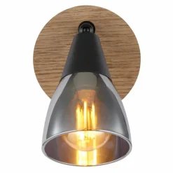 Suspension Verre Fumé-Luminaires Globo Lighting Applique murale Globo MUBBY Noir, 1 lumière