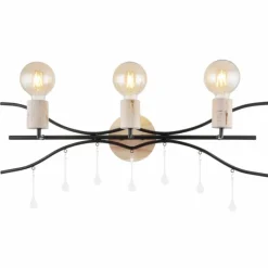 Lampes En Bois-Luminaires Globo Lighting Applique murale Globo NOLE Bois clair, Noir, 3 lumières