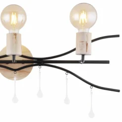 Lampes En Bois-Luminaires Globo Lighting Applique murale Globo NOLE Bois clair, Noir, 3 lumières