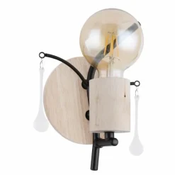 Luminaires Scandinaves-Luminaires Globo Lighting Applique murale Globo NOLE Bois clair, Noir, 1 lumière
