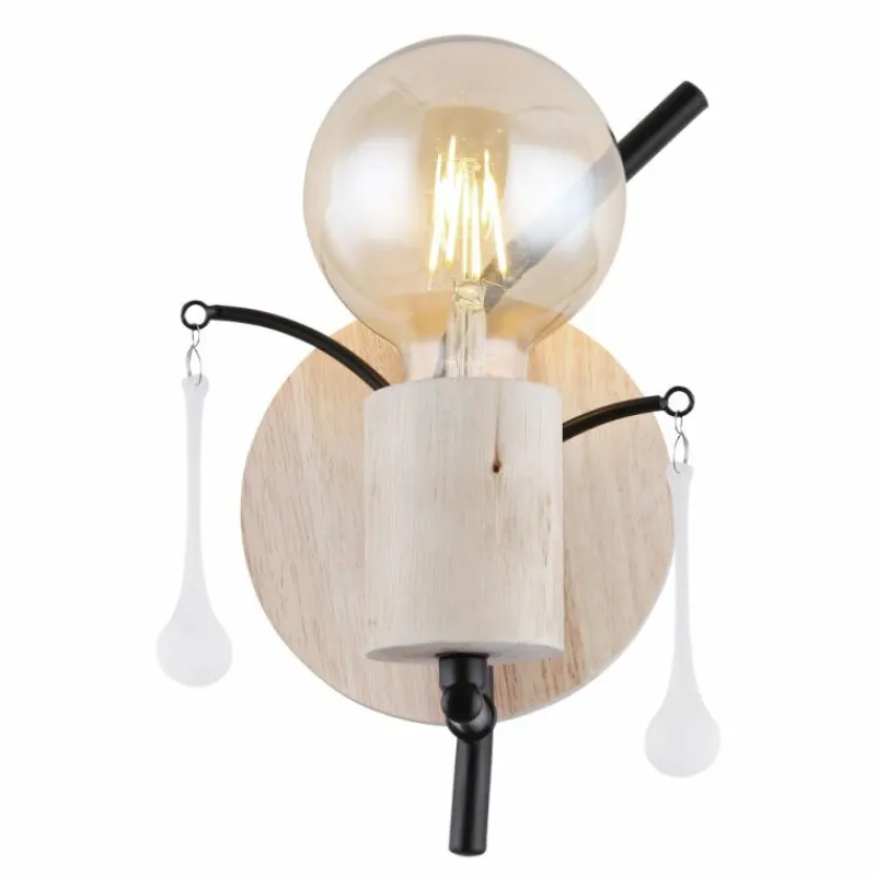 Luminaires Scandinaves-Luminaires Globo Lighting Applique murale Globo NOLE Bois clair, Noir, 1 lumière