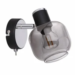 Suspension Verre Fumé-Luminaires Globo Lighting Applique murale Globo ORNELA Noir, 1 lumière