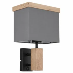 Lampes En Tissu-Luminaires Globo Lighting Applique murale Globo OSSI Couleur bois, Noir, 1 lumière