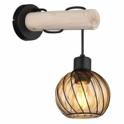 Lampes En Bois-Luminaires Globo Lighting Applique murale Globo PAULO Écru, Noir, 1 lumière