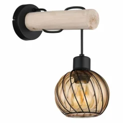 Lampes En Bois-Luminaires Globo Lighting Applique murale Globo PAULO Écru, Noir, 1 lumière