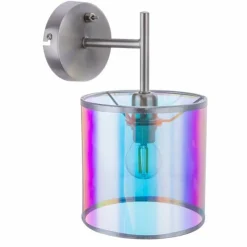 Lampes En Tissu-Luminaires Globo Lighting Applique murale Globo PRISMA Nickel mat, 1 lumière