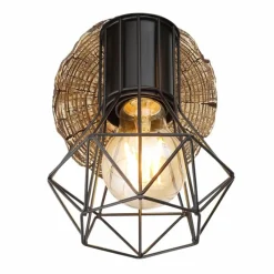 Lampes En Bois-Luminaires Globo Lighting Applique murale Globo PRISKA Couleur bois, Noir, 1 lumière