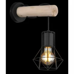 Lampes En Bois-Luminaires Globo Lighting Applique murale Globo PRISKA Écru, Noir, 1 lumière