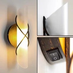 hofstein Applique murale Globo RANIA Acier inoxydable, Noir, Blanc, 1 lumière