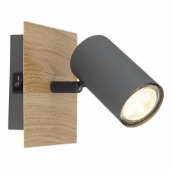 Lampes En Bois-Luminaires Globo Lighting Applique murale Globo ROBBY Bois foncé, Noir, 1 lumière