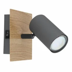 Lampes En Bois-Luminaires Globo Lighting Applique murale Globo ROBBY Bois foncé, Noir, 1 lumière