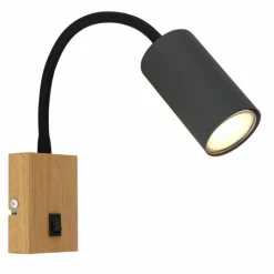 Lampes En Bois-Luminaires Globo Lighting Applique murale Globo ROBBY Couleur bois, Noir, 1 lumière