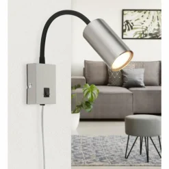 Luminaires Globo Lighting Applique murale Globo ROBBY Nickel mat, 1 lumière* Spots Et Projecteurs