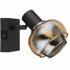 Suspension Verre Fumé-Luminaires Globo Lighting Applique murale Globo TOKKI Noir, 1 lumière