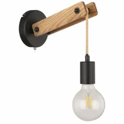 Lampes En Tissu-Luminaires Globo Lighting Applique murale Globo VISSO Brun, Noir, 1 lumière