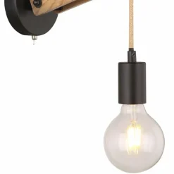 Lampes En Tissu-Luminaires Globo Lighting Applique murale Globo VISSO Brun, Noir, 1 lumière