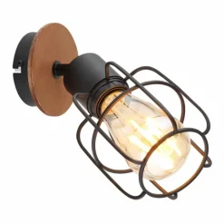 Lampes Vintages & Rétros-Luminaires Globo Lighting Applique murale Globo WILLA Bois foncé, Noir, 1 lumière