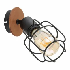 Lampes Vintages & Rétros-Luminaires Globo Lighting Applique murale Globo WILLA Bois foncé, Noir, 1 lumière