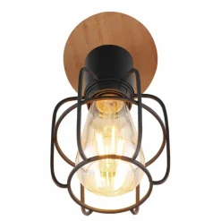 Lampes Vintages & Rétros-Luminaires Globo Lighting Applique murale Globo WILLA Bois foncé, Noir, 1 lumière