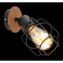 Lampes Vintages & Rétros-Luminaires Globo Lighting Applique murale Globo WILLA Bois foncé, Noir, 1 lumière