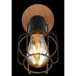 Lampes Vintages & Rétros-Luminaires Globo Lighting Applique murale Globo WILLA Bois foncé, Noir, 1 lumière