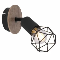 Lampes En Bois-Luminaires Globo Lighting Applique murale Globo XARA Couleur bois, Noir, 1 lumière