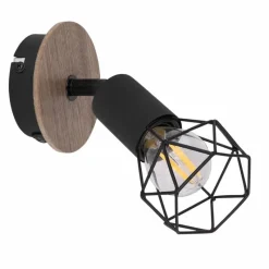 Lampes En Bois-Luminaires Globo Lighting Applique murale Globo XARA Couleur bois, Noir, 1 lumière