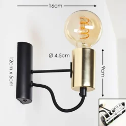 Lampes Dorées-hofstein Applique murale Gnarp Noir doré, 1 lumière