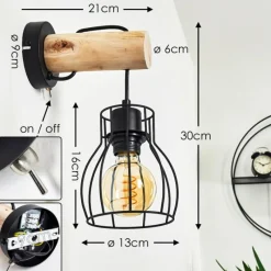 Luminaires Scandinaves-hofstein Applique murale Gondo Bois clair, Noir, 1 lumière