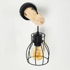 Luminaires Scandinaves-hofstein Applique murale Gondo Bois clair, Noir, 1 lumière