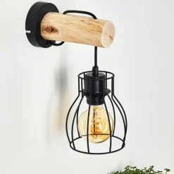 Luminaires Scandinaves-hofstein Applique murale Gondo Bois clair, Noir, 1 lumière